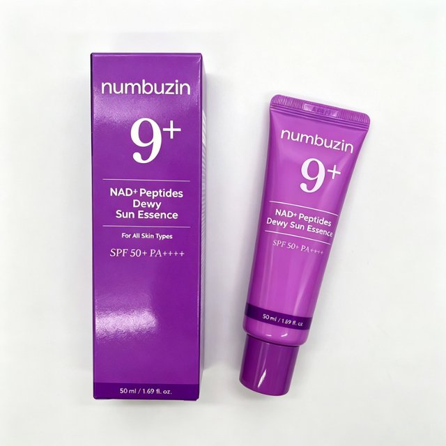 numbuzin 9+ NAD+ Peptide Dewy Sun Essence SPF50+ PA++++ 50ml - Hydrating Anti-Aging Sunscreen, Lightweight & Non-Greasy