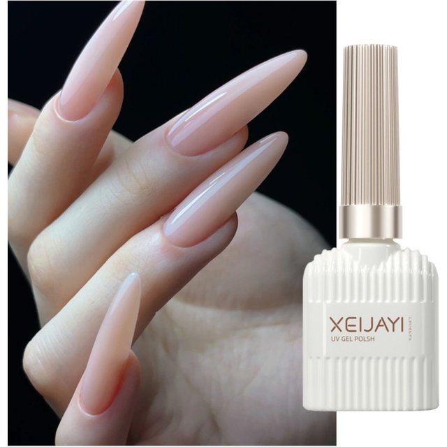 1Bottled Christmas Charming Nude Pink Gel Nail Polish Varnish Soak Off UV/LED Nude Gel Polish DIY Pure Soild Nail Salon Gel