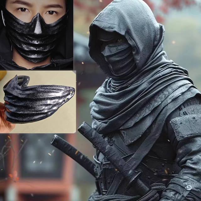 Masque d'assassin noir en résine, demi-masque de Cosplay Killer Ninja, Anime Cool, cadeaux d'halloween, vêtements de fête de mascarade