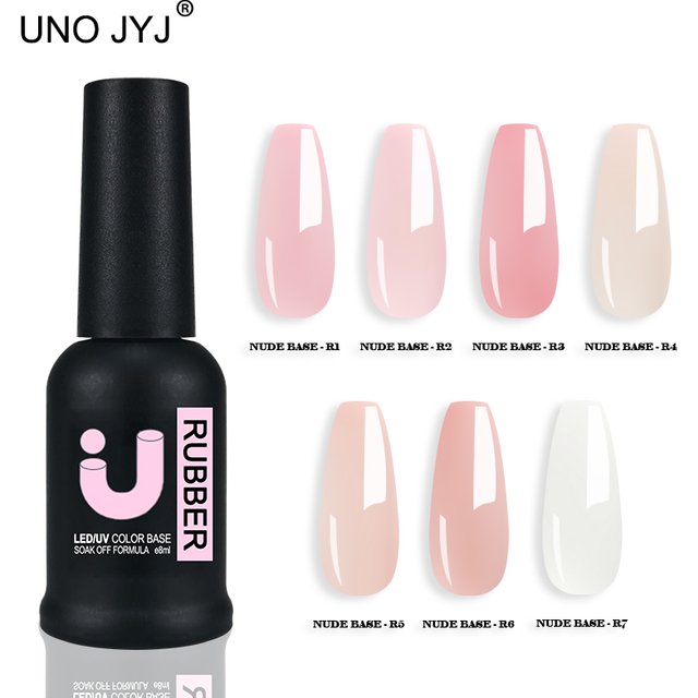 UNO JYJ Nude Rubber Base Gel Polish Semi-permanent Nail Polish UV Varnish Manicure Natural Nail Base Coat 7 Colors Basis Gellac