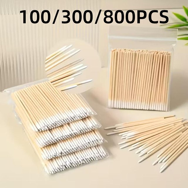 Disposable Cotton Swab Wooden Handle Convenient Pointed Cotton Swab Eyes Eyebrows Lips Makeup Decoration Cleaning Products