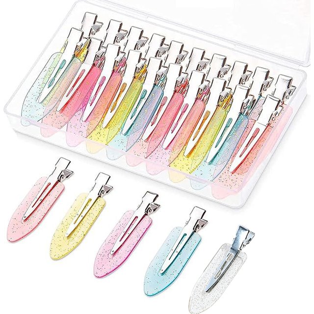 20PCS Glitter Transparent Hair Clips Candy Color Seamless Makeup Tools Bangs Hairpin Hair Accessories for women Girls