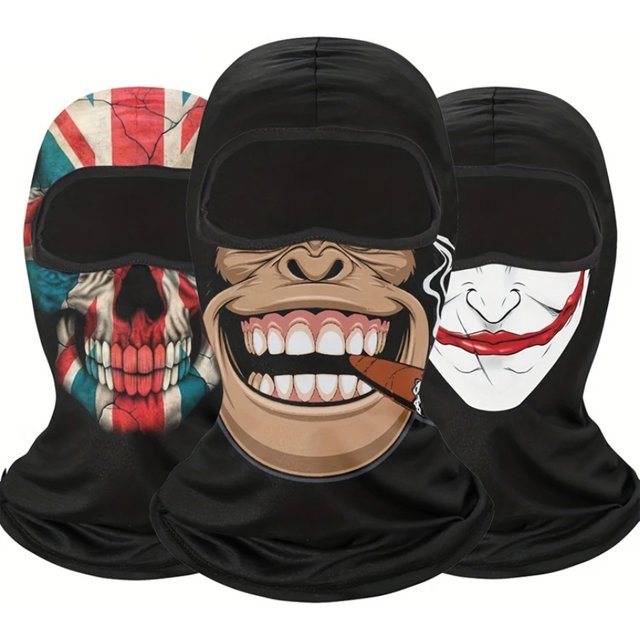 1pc masque facial Clown fantôme crâne masque, respirant coupe-vent, UV soleil poussière protection complète pour l'été printemps