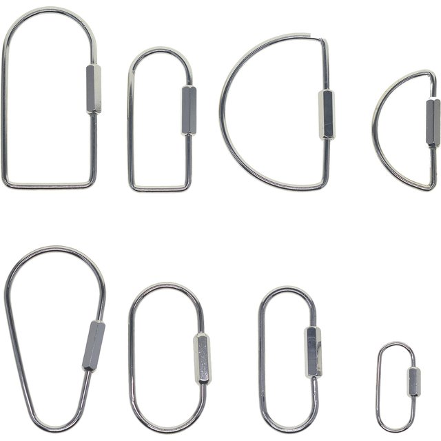 8 styles de porte-clés mousquetons ovales et rectangulaires en laiton plaqué argent, design simple et élégant, avec verrouillage à vis, cadeau EDC