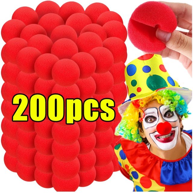 10-200pcs Red Funny Clown Nose Foam Sponge Ball Nose Cosplay Costume Make Up Props Circus Halloween Party Decoration Supplies