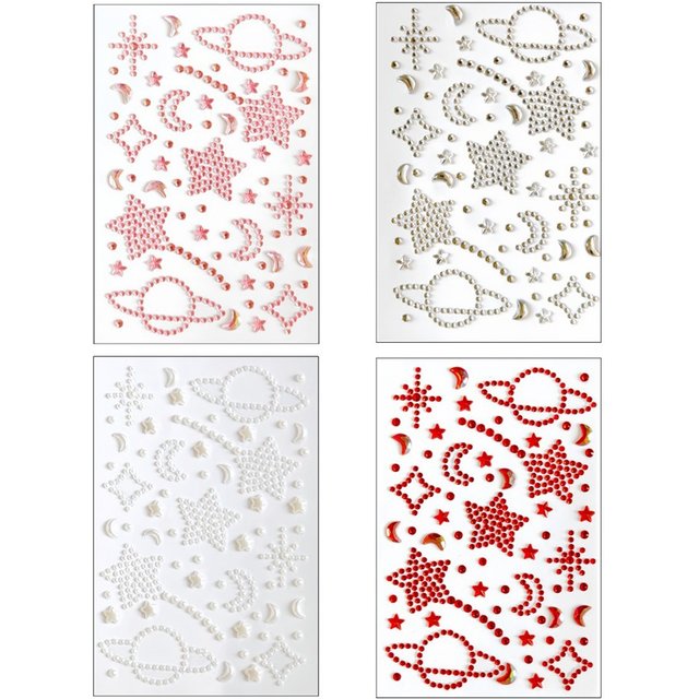 1sheet Planet Stars Diamond Face Gems Stickers Hollow Cross Star Shape Rhinestones for Makeup Face Decorations Temporary Tattoos