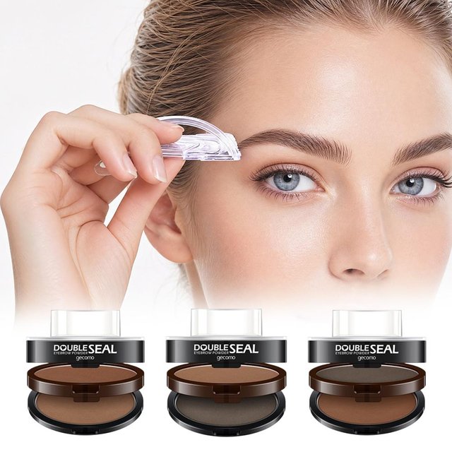 Brow Stamp Kit Eyebrow Powder with Stencils Waterproof Long Lasting Natural Eyebrow Shaping Makeup Beginner Friendly