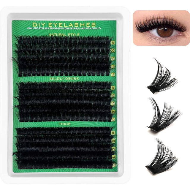 60D 80D 100D Mixed DIY Lash Clusters D Curl 8-16mm, Natural to Dramatic Volume Individual Eyelash Extensions for Home Makeup