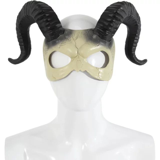 Demi-masque facial en corne du diable blanc pour Halloween, Costume de personnage de vacances, accessoires de spectacle de danse, masque décoratif en plastique sur le thème d'horreur