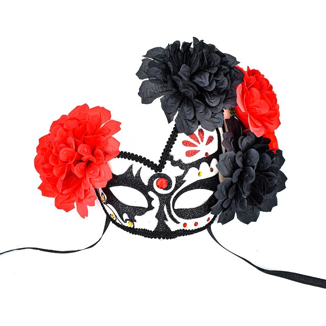 Masquerade Masks Vintage Half Face Masks Day Of The Dead Mask Side Flower Halloween Mask For Adult Party Decoration Themed