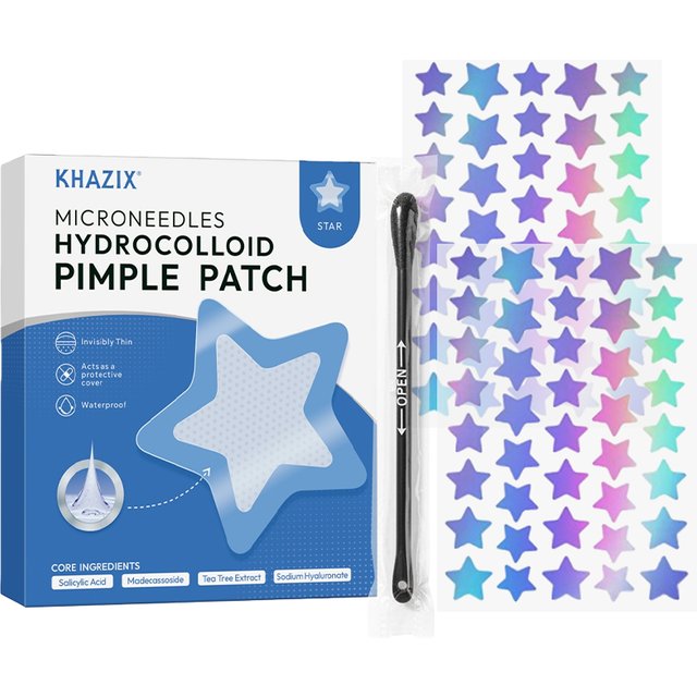 80PCS Hydrocolloid Colorful Star-shaped Acne Patch | Anti-allergy Makeup-protecting Patch | Comes with 5PCS Cleaning Cotton Pads