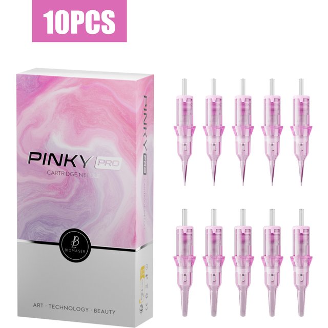 Biomaser 10pcs Disposable Sterile Pink Tattoo Cartridge Needles 0.16/0.18mm RL 11U Permanent Makeup Art Tattooing Accessories