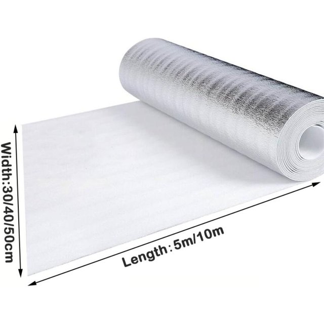 5m/10m Wall Insulation Film Aluminum Foil Sunscreen Radiator Reflective Film Waterproof Thickened Insulation Cotton