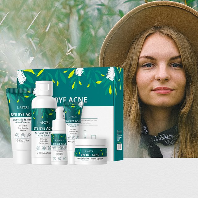 Natural Tea Tree Face Care Kit Complete Routine With Cleanser Moisturizer Toner Serum Gel For Oily Skin