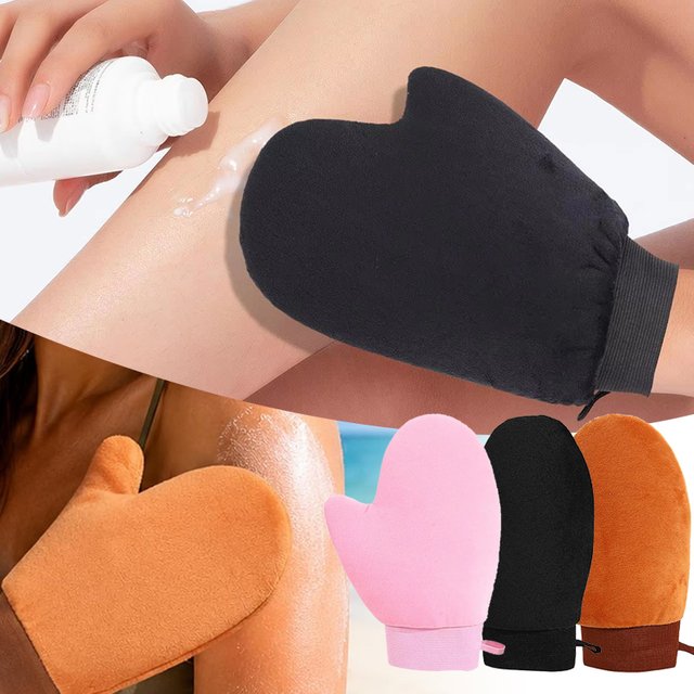 New Tan Mitt Body Lotion Glove Self Tanning Mitt Double Sided Prevents Sticky Hands Applicator Portable Quick Dry Flocking Glove