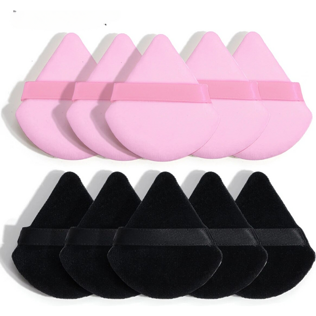Wholesale 10/ 12 Pcs Triangle Powder Puff Wet Dry Use For Loose Powder Liquid Cosmetic Soft Plush Powder Puff Makeup Foundation