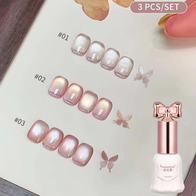 10ml Little Fairy Pink Cat Eye Gel Polish Set 3 Colors Shiny Nude Magnetic Soak Off UV Gel Nail Polish Manicure Salon Supplies
