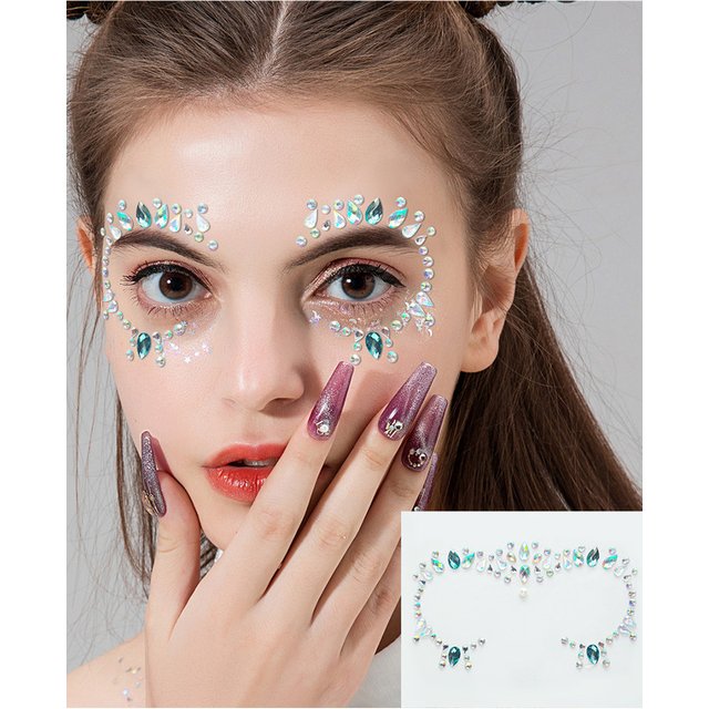 Face Jewelry Diamond Makeup Art Eyeliner Flash Face Jewelry Sticker Temporary Tattoo Party Rhinestone Body Makeup Tool