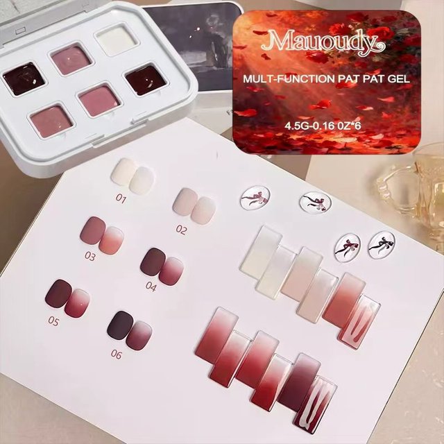 6-Color Burgundy Series: Cushion-Style Solid Gel, Gradient Blush Solid Gel, UV Nail Gel — Nail Art Charm