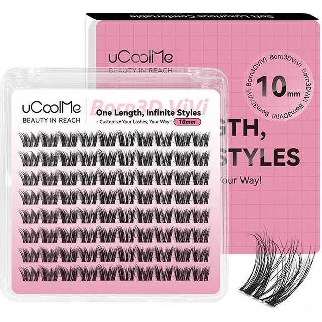 uCoolMe Lashes Vivi Uniform-length Wispy Eyelashes 80pcs 8-16mm Full-Use 3D Single-size Lash Extension Home DIY Makeup Tools