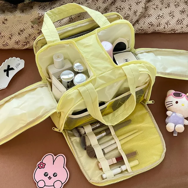 Portable Cosmetics Storage Bag Multiple pockets Large capacity Makeup Organizer Bag Multifunctional Travel Toiletries Bags