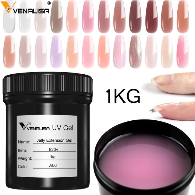 1L VENALISA Jelly Gel Nail Polish Jelly Pink Nude Color Nail Extension Gel Builder Gum Gel Soak Off UV LED Refillment Package1kg