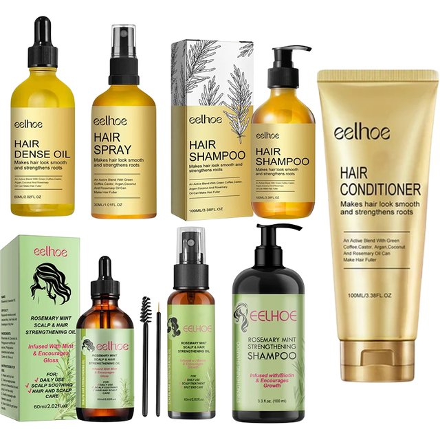Kit de soins capillaires au romarin Original, Spray d'huile essentielle, menthe, renforcement des cheveux, traitement nourrissant, pointes fourchues et masque pour cheveux secs
