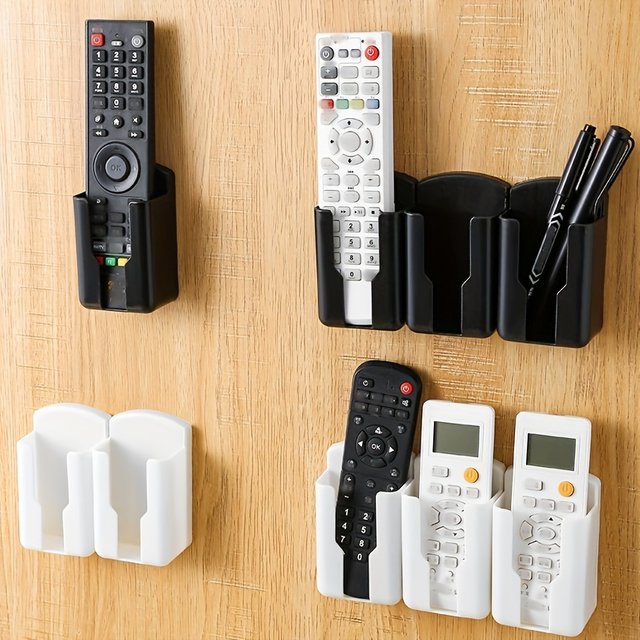 Self Adhesive No Drill Remote Control Holder Wall Mount Storage Box for TV Air‑Conditioner Home Bathroom Living Room Organizer