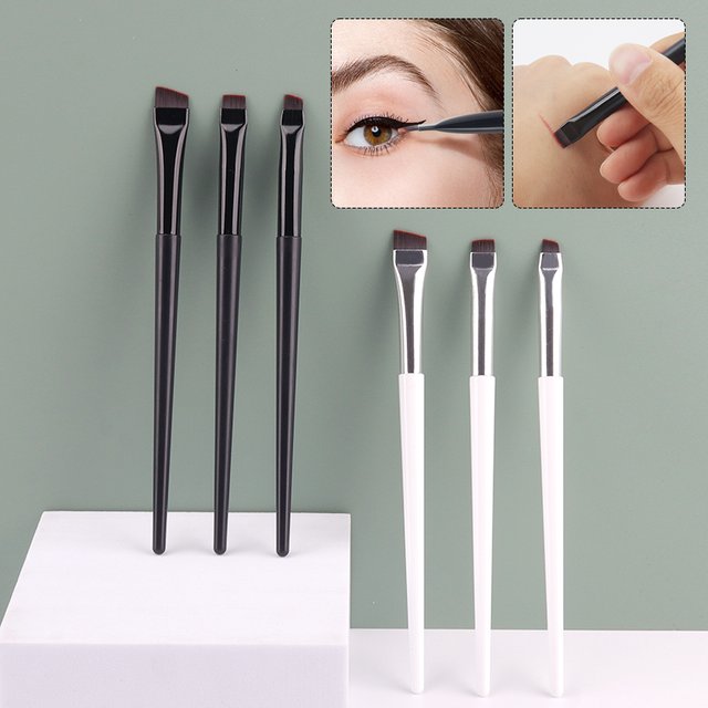 Ensemble de pinceaux à eyeliner à lame 1/3 pièces, pinceaux à sourcils ultra fins à angle plat, pinceaux pour le contour des yeux, pinceaux de précision pour les détails