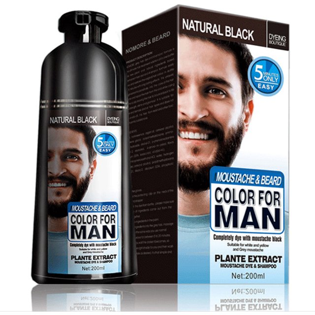 Natural Black Beard Dye Shampoo Permanent Long Lasting Beard Coloring for men Removal White Grey Hair Color Cover Beard Care
