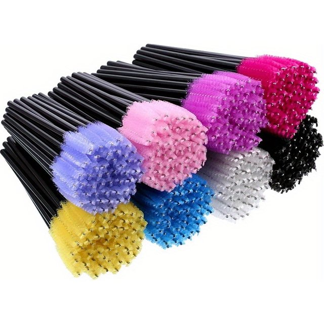 50pcs Disposable Micro Eyelash Extension Applicator Kit Mascara Wands Lash Brushes Eyebrow Comb Nylon Bristle Lash Spooler Tool