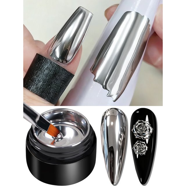 AWStorG 5ML Super Silver Metallic Gel Nail Polish Metal Effect Painting Gel Chromes Varnis Semi Permanent for Nail DIY