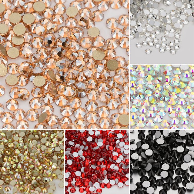 SS3-SS50 Glass Flatback Rhinestones Glitter Silver Base Crystal Non Hotfix Rhinestone For Makeup Nail Art Clothes Decoration