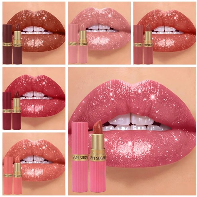 New Waterproof Glitter Lipstick Long Lasting Non-Fade Lip Gloss Chocolate Brown Lipstick Cosmetics
