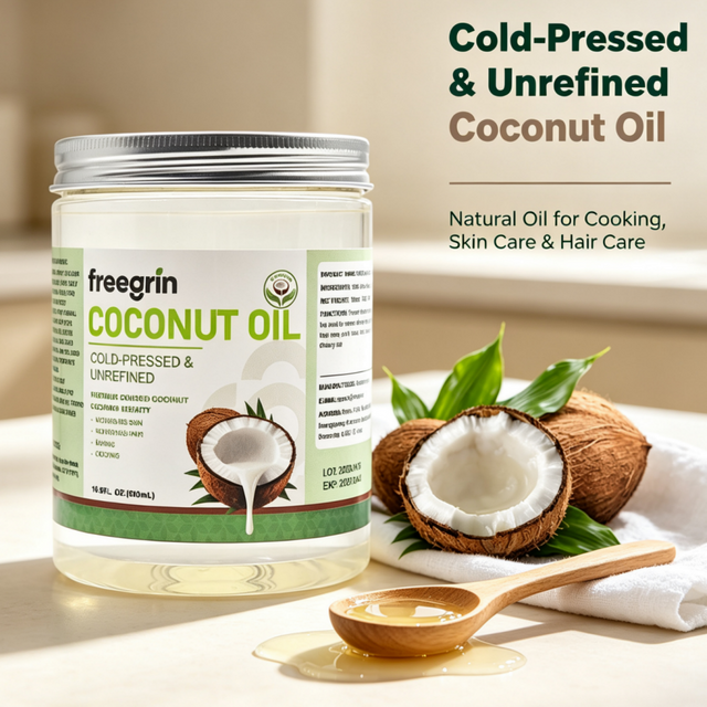 100% Natural Organic Coconut Oil Cold Pressed Virgin Moisturizing Nourishing for Skin Hair Body Care Skin Repair Moisturizer Hot