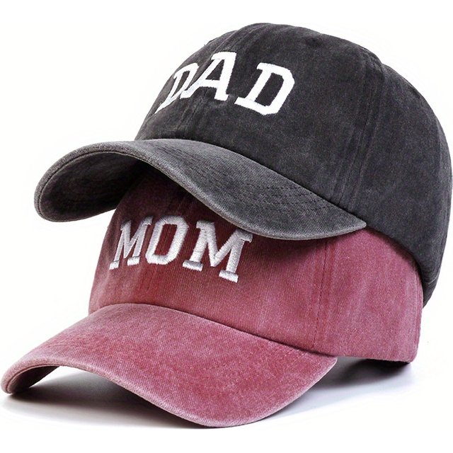 1pc DAD MOM Letter Embroidery Wash Baseball Caps Spring and Autumn Outdoor Adjustable Casual Hats Sunscreen Hat