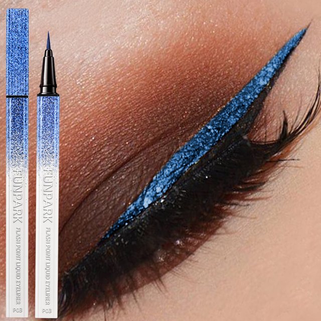 Bule Shimmer Waterproof Eyeliner Pen High-shine Liquid Eyeliner Korean Makeup Easy to Wear Cosmetics Smudge-Proof Eye Cosmetics