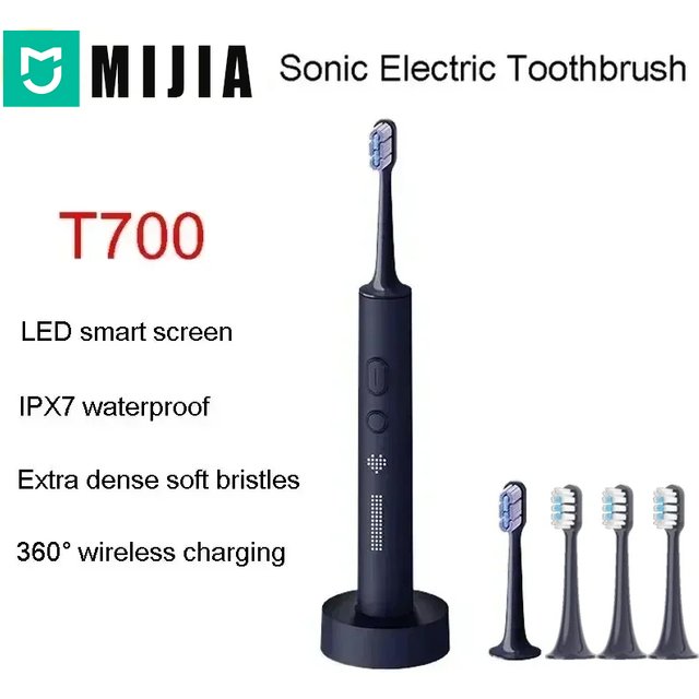 MIJIA Sonic Toothbrush T700 Ultrasonic Whitening Electric Toothbrush with Replacement Oral Cleaner Brush