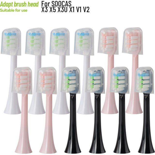 Replacement Brush Heads for SOOCAS X3U/X3Pro/X5/V1/D2/D3 6/12pcs Bristle Heads Electric Toothbrush Dupont Bristle Sealed Packed
