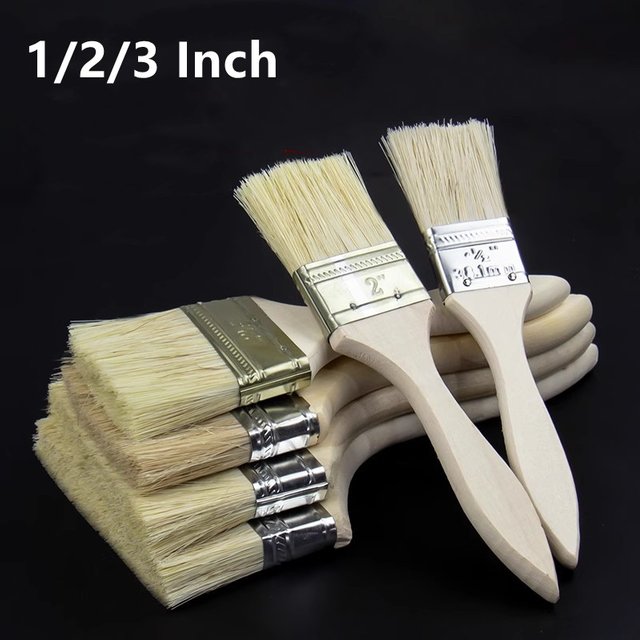 5Pcs Excellent Quality Paint Brush Wooden/Plastic Handle BBQ Brush Soft Hair Brush Artist Painting Brushes Furniture Paint Tool
