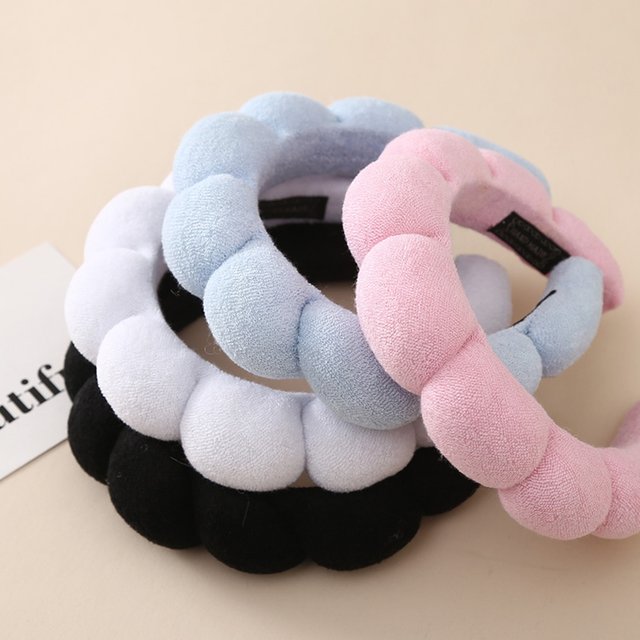 1/3pcs Fashion Sponge Headband Women Girls Puffy Hair Band Makeup Bubble Retro Terry Cloth Headbands Hair Accessories Headwear