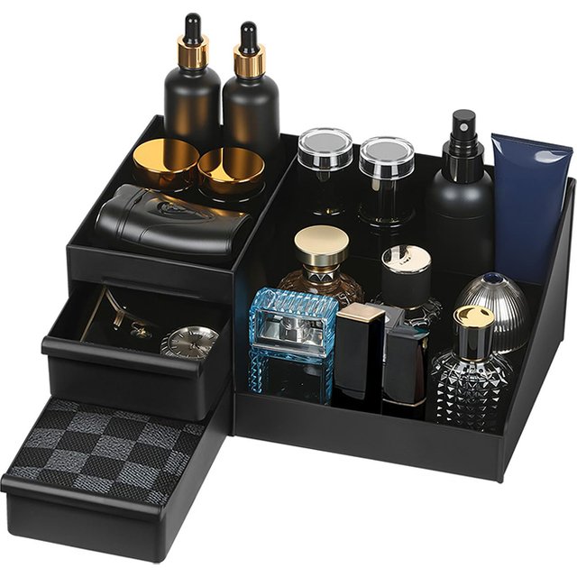 Bathroom Countertop Organizer With Drawers Cologne Organizer for men, Cologne Holder For Dresser, Perfume Stand,