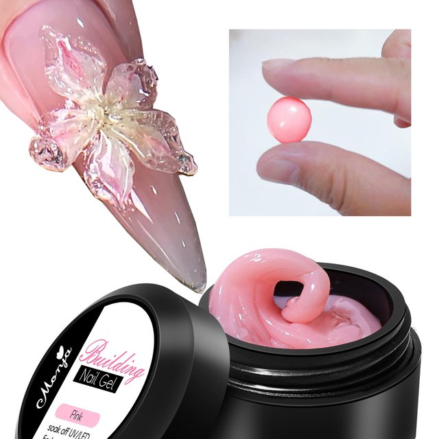 15ml Clear Non Stick Hand Extension Gel Nail Polish 3D Shaping Nail Art Solid Milky Jelly Pink Gel for Fake Nail Manicure Gel *(
