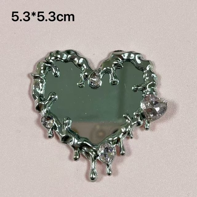 2Pcs Gorgeous Lava Love Mirror With Crystal Diamond Water Droplet Shaped Decorations Makeup Diy Phone Case Ipadcase Charms Craft