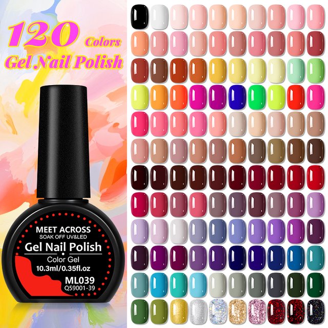 120 Colors Gel Nail Polish 10.3ml Colorful Glitter Gel Semi Permanent Soak Off UV Gel Nail Art DIY Design Varnishe Nail Supplies