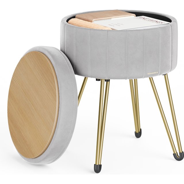 Vanity Stool Chair Velvet Makeup Stool With 4 Metal Legs For Room Living Room Bedroom Small Ottoman Stool With Storage