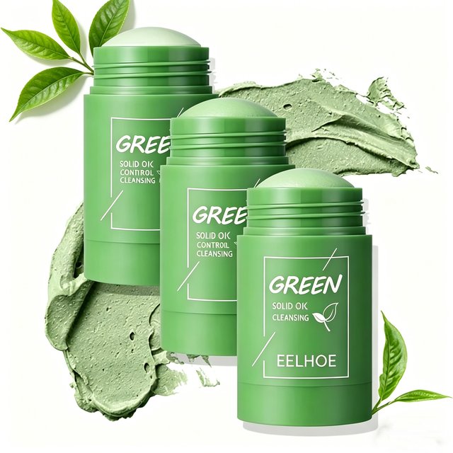 1~5PCS Green Tea Clay Stick For Face Green Mask Stick Smear Acne Shrink Blackhead Green Tea Extract Facial Mask Pore Cleansing