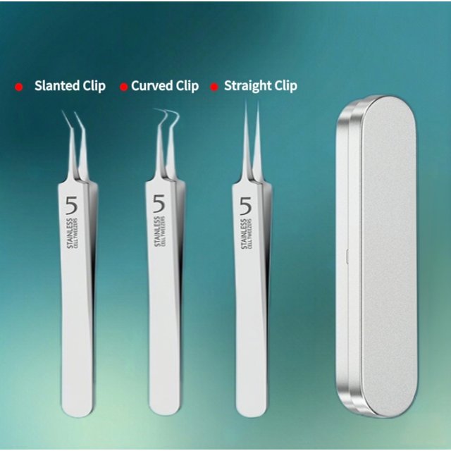 Professional Cell Pimple Clip Ultra Fine Tweezers Acne Needle Set Facial Blackhead Remover Salon Skin Pore Cleaning Beauty Tool