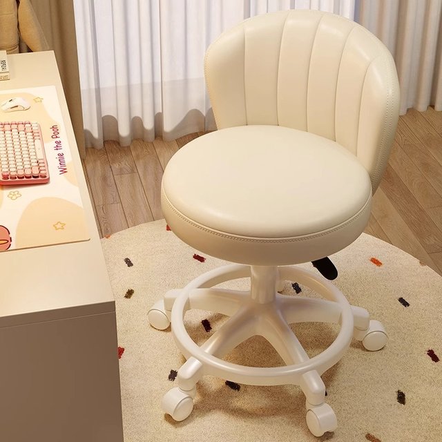 Wanxiang Wheel Makeup Chair Bedroom Dressing Table Stool Home Use Roller Backrest Chair Adjustable Nail Chair Soft Seat Cushion