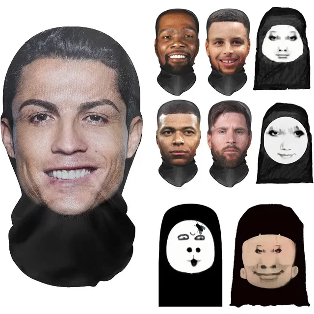 Ronaldo Messi Pattern Funny Facial Expression Mask Party Cosplay Props Comfortable Mesh